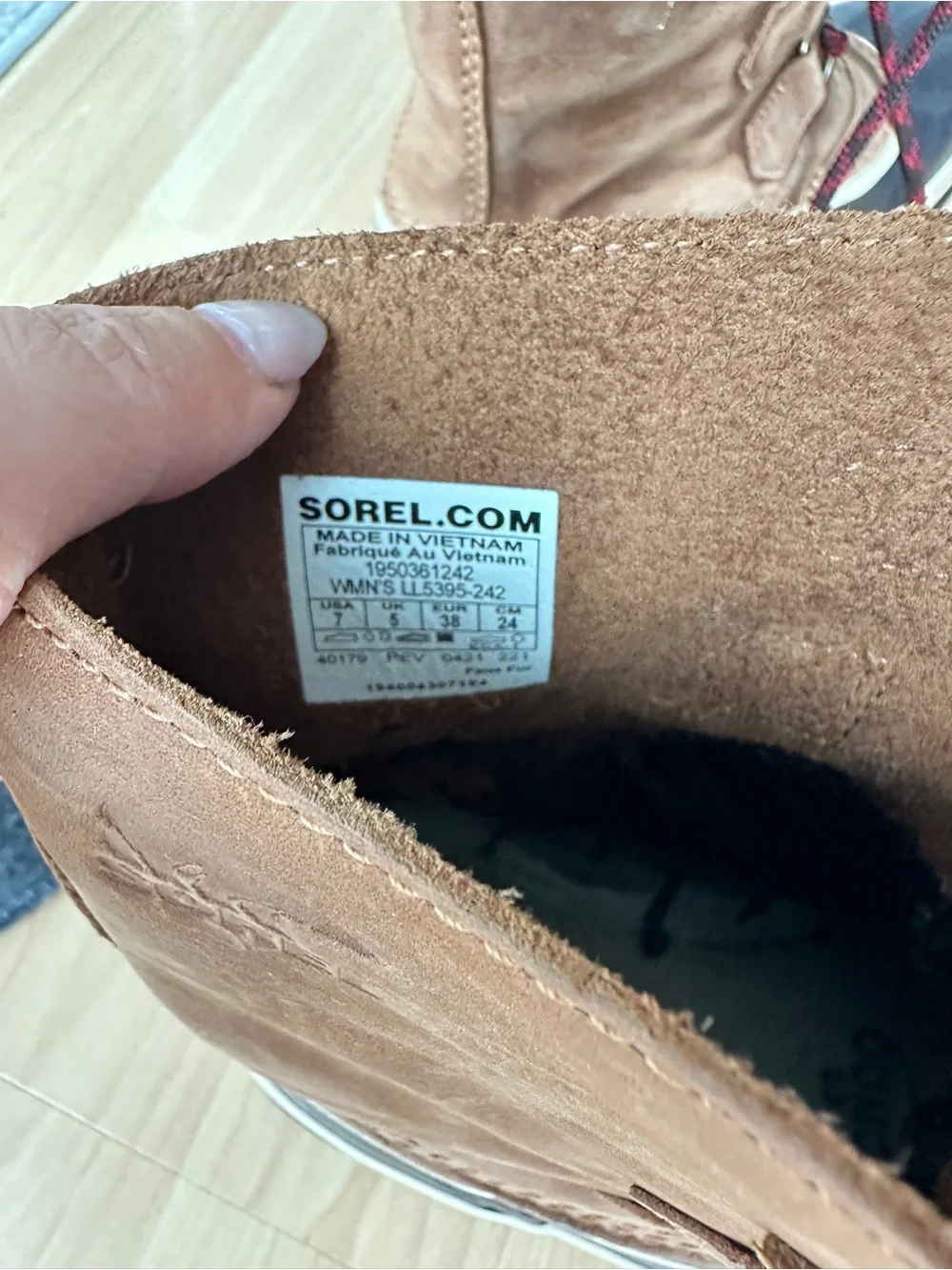 Sorel Tan and Black Waterproof Winter Boot with Red-Accent Laces